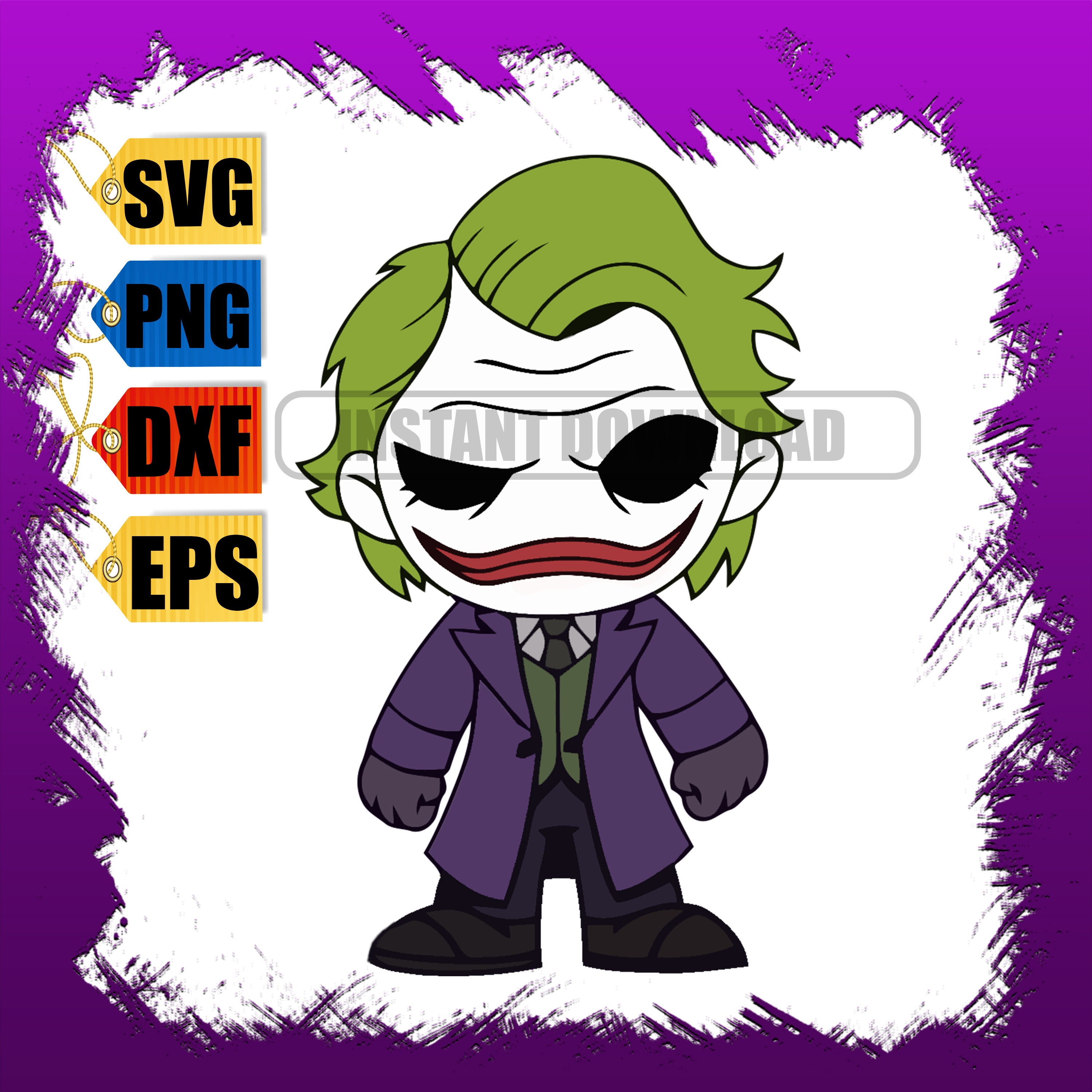 Joker Face Svg Cut Files, Silhouette Design, Svg,png,dxf,eps,pdf
