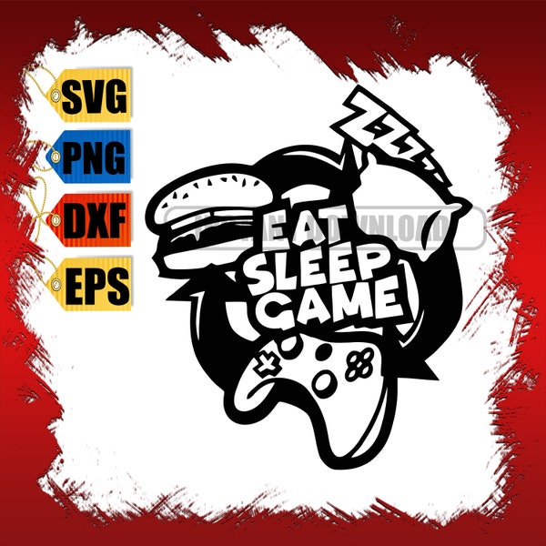 Eat Sleep Game SVG, Eat Sleep Game Repeat SVG, Digital Clipart Svg, Png, Dxf, Eps