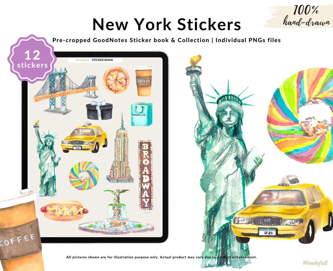 Watercolor New York Digital Sticker New York City iPad Planning Sticker