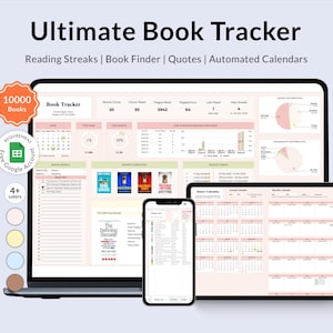 Reading Tracker Spreadsheet, TBR Digital Reading Book Tracker, Google Sheets Book Tracker, Book Review Journal, Gift for Book Lovers