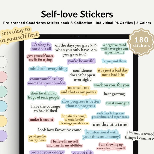 Self Love Quotes Stickers, Positive Quotes Stickers, Goodnotes Stickers, Planner Stickers, Motivational Sticker, Affirmation Pastel Stickers