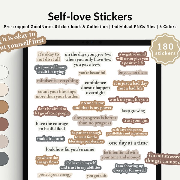 Self Love Quotes Stickers, Positive Quotes Stickers, Goodnotes Stickers, Planner Sticker, Motivational Sticker, Affirmation Neutral Stickers