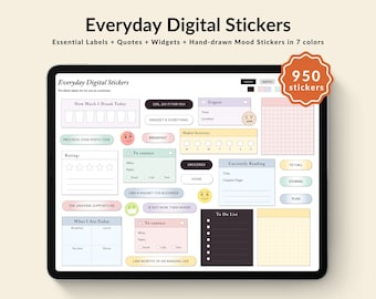 Everyday Digital Planner Stickers: Mood Trackers, Labels, Widgets (950+)(Digital Download)