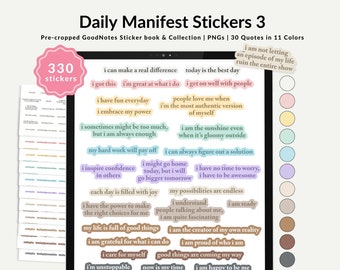 Manifestation Quote Stickers, Goodnotes Planner, Pastel Neutral (Digital Download) Set 3