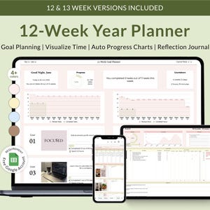 12 Week Goal Planner Google Sheets, 13 Week Goal Tracker Spreadsheet, Quarterly Goal Planner, Goal Setting Workbook, 90 Day Planner
