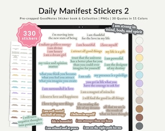 Manifestation Quote Stickers, Pastel Planner Stickers, Goodnotes (Digital Download)