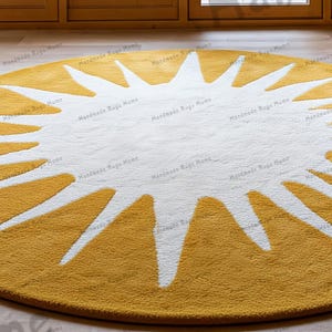 Hand-Tufted Wool Rug: Sun Round Area Rug