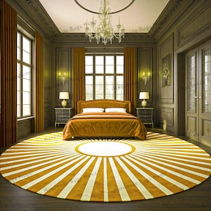 Wool Sun Round Rug: Hand-Tufted Multicolor Area Rug