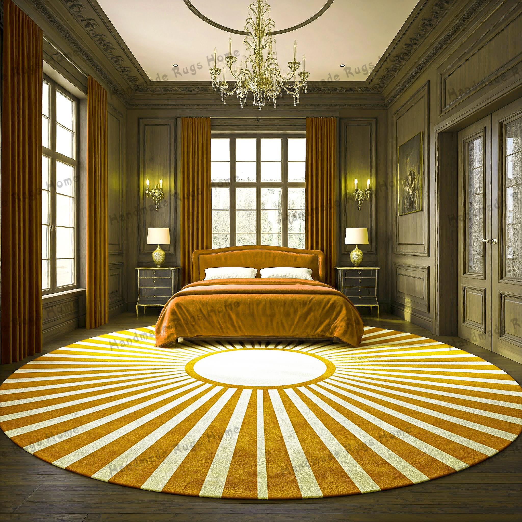 Wool Sun Round Rug: Hand-Tufted Multicolor Area Rug