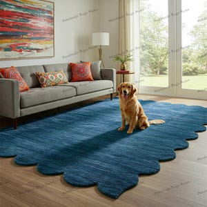 Sustainable hand-tufted rug in a rich green hue, crafted with care for eco-friendly homes.