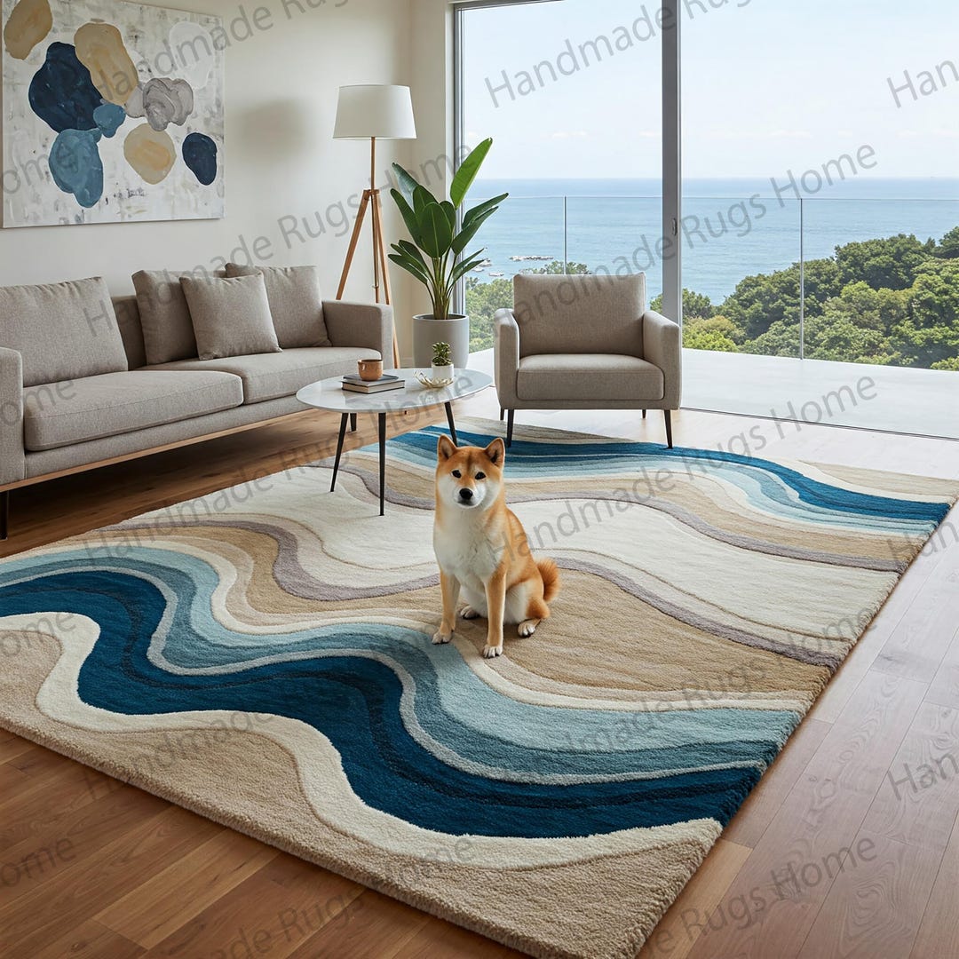 Geode Rug Design Hand Tufted Wool Rug: Abstract Geode Design, Modern Coastal Decor - Etsy