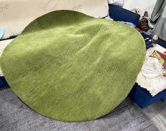Luxury Hand-Tufted Round Rug – Modern Concentric Circle Carpet for Home & Office