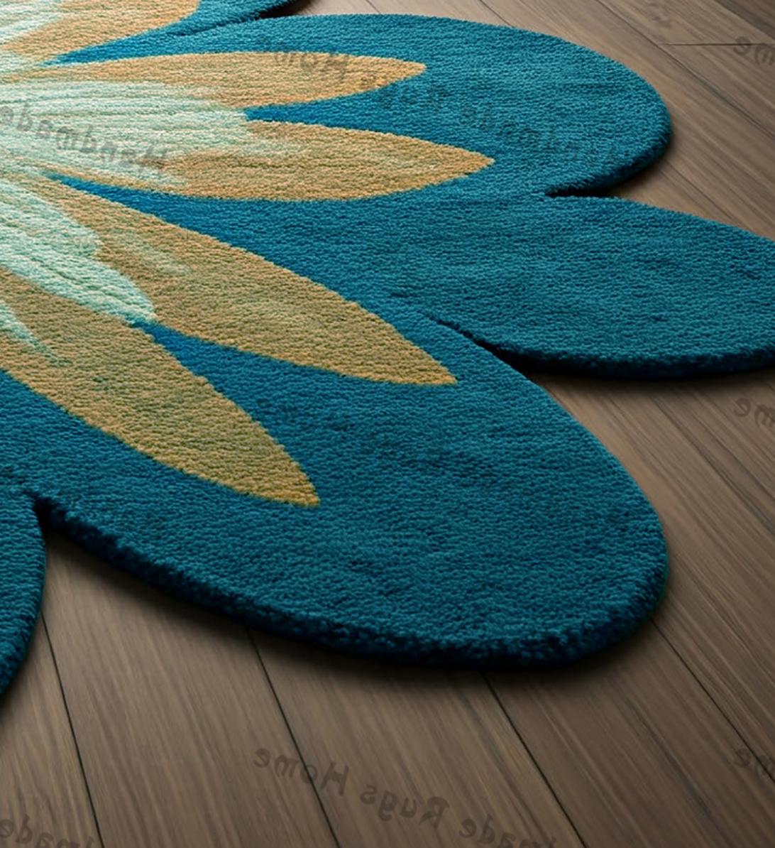 Hand-tufted Wool Flower Rug: Modern Colorful Floor Decor - Etsy