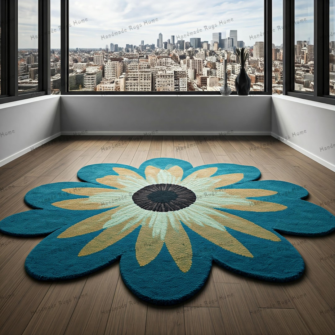 Hand-tufted Wool Flower Rug: Modern Colorful Floor Decor - Etsy