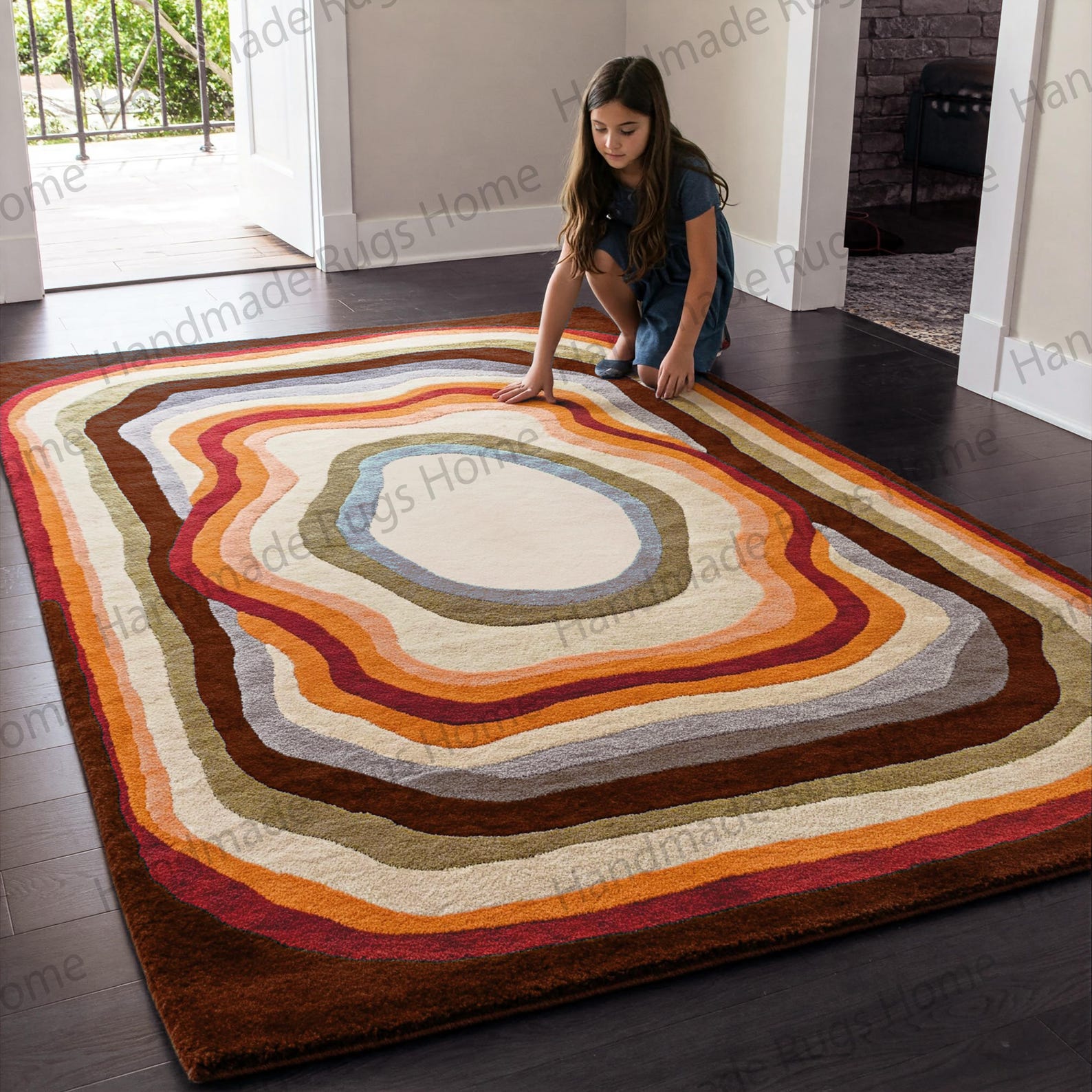 Geode Rug Design Hand Tufted Geode Inspired Rug | Multicolor Abstract Area Carpet for ...