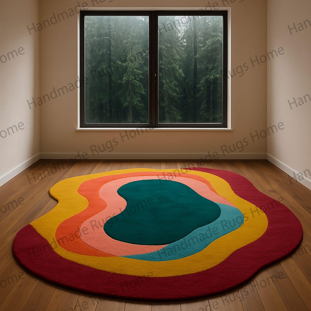 Abstract Wool Rug: Vibrant Colors and Soft Texture (living Room Size ...