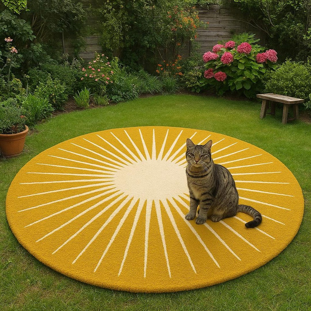 Modern Sun Rug Hand-tufted Mustard Sun Wool Rug: Round Modern Area Carpet - Etsy