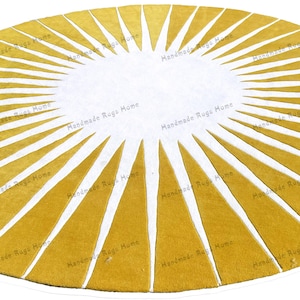Sun Round Wool Rug: Hand-Tufted Multicolor Area Carpet