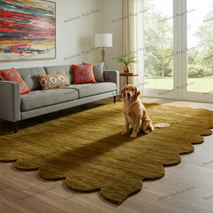 Elegant hand-tufted rug in a soothing green shade, enhancing your decor with a touch of nature.