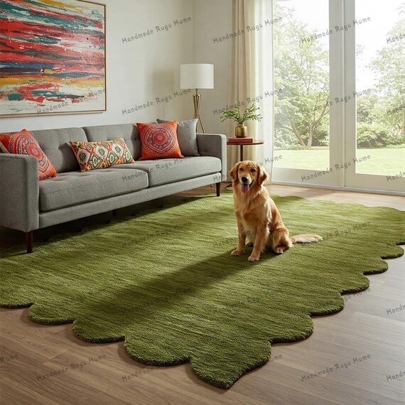 Hand-Tufted Wool Area Rug: Modern Handmade Carpet