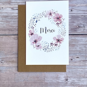 carte couronne anémones Merci