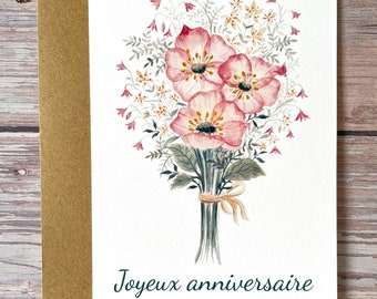 carte bouquet joyeux anniversaire