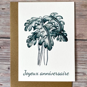 carte monstera joyeux anniversaire