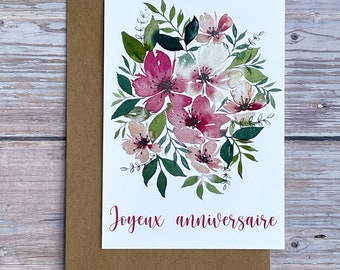 carte composition florale joyeux anniversaire