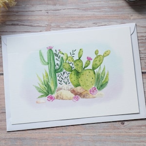 carte cactus aquarelle imprimée