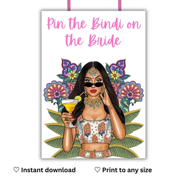 Funky Bride | Bridal Shower Game | Pin the Bindi on the Bride | Digital Download