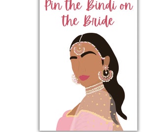 Pink Faceless Bride | Bridal Shower Game | Pin the Bindi on the Bride | Digital Download