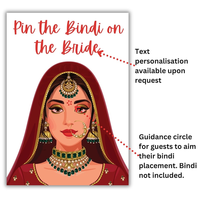 Punjabi Bridal Shower Pin the Bindi on the Bride Poster, Indian Wedding ...