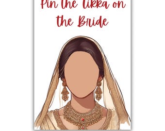 Bridal Shower Cream Pin The Tikka on the Bride Poster, Indian Wedding Game, Bachelorette Party Decoration, Bridal Party Activity, Fun Gift