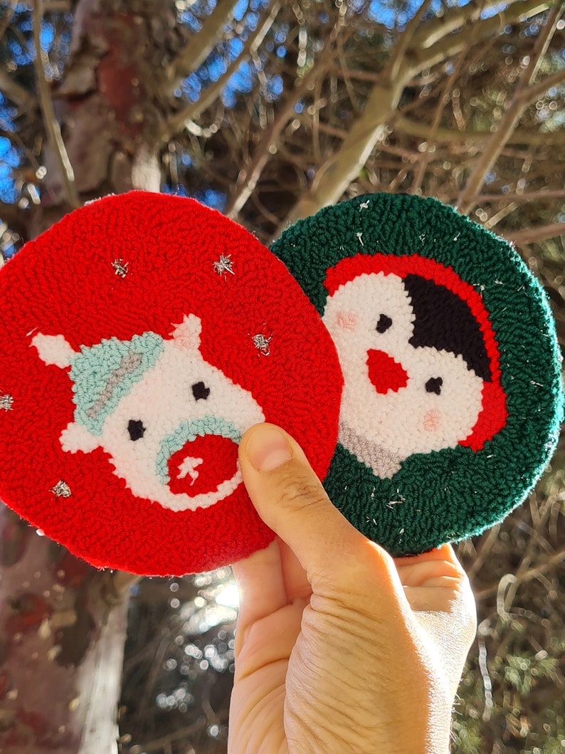 Punch Needle Coastermug Rug Punch Needle Art Mug Coaster Etsy