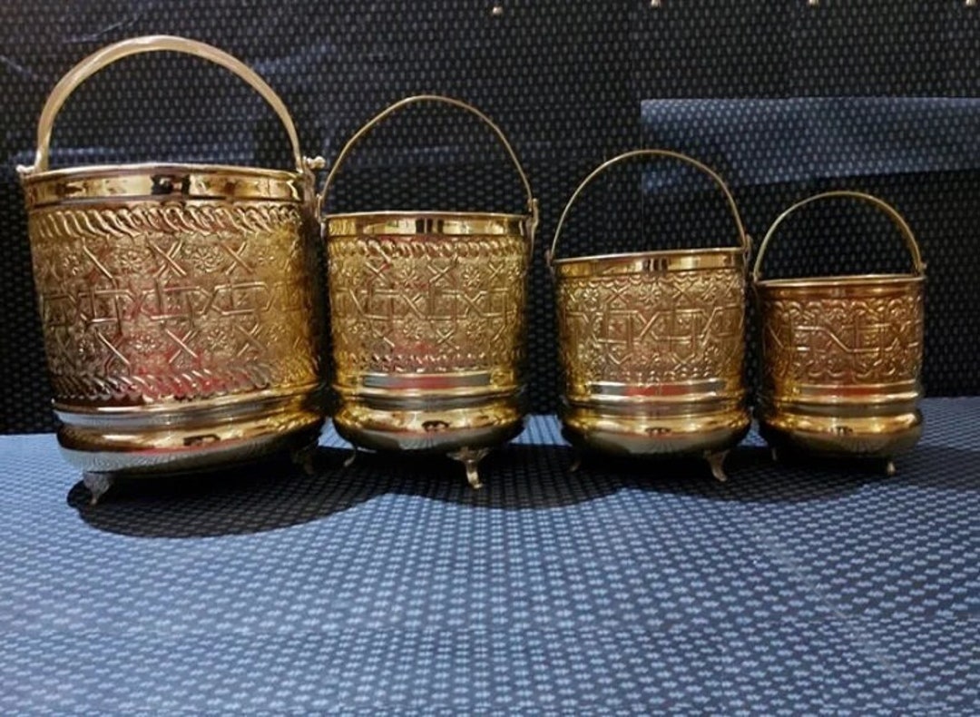 Moroccan Brass Bucket Planter Bucket Color gold Silver Etsy