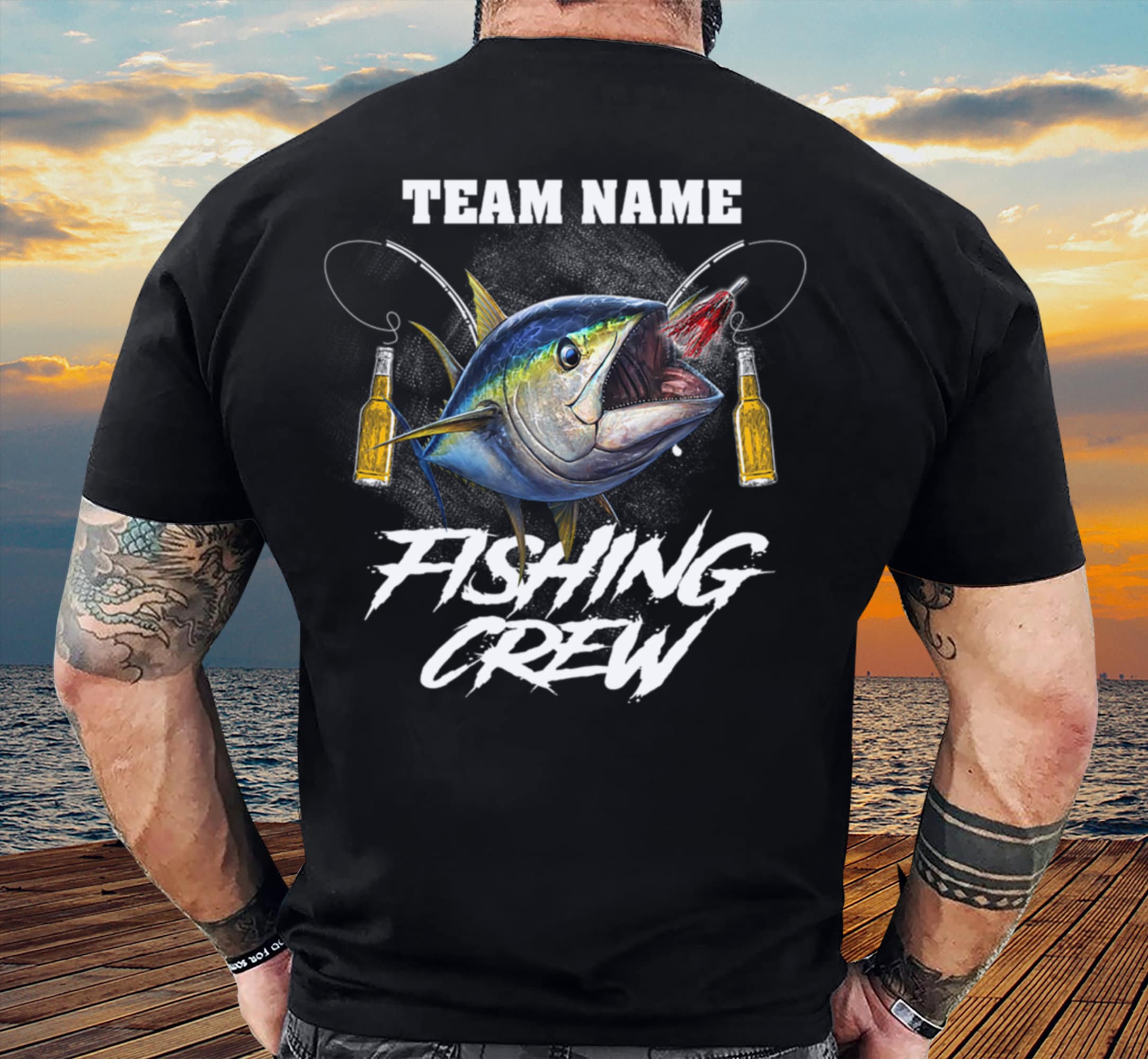 Buy Personalized Name Fishing, Team Name Tuna Fishing Crew T-shirt