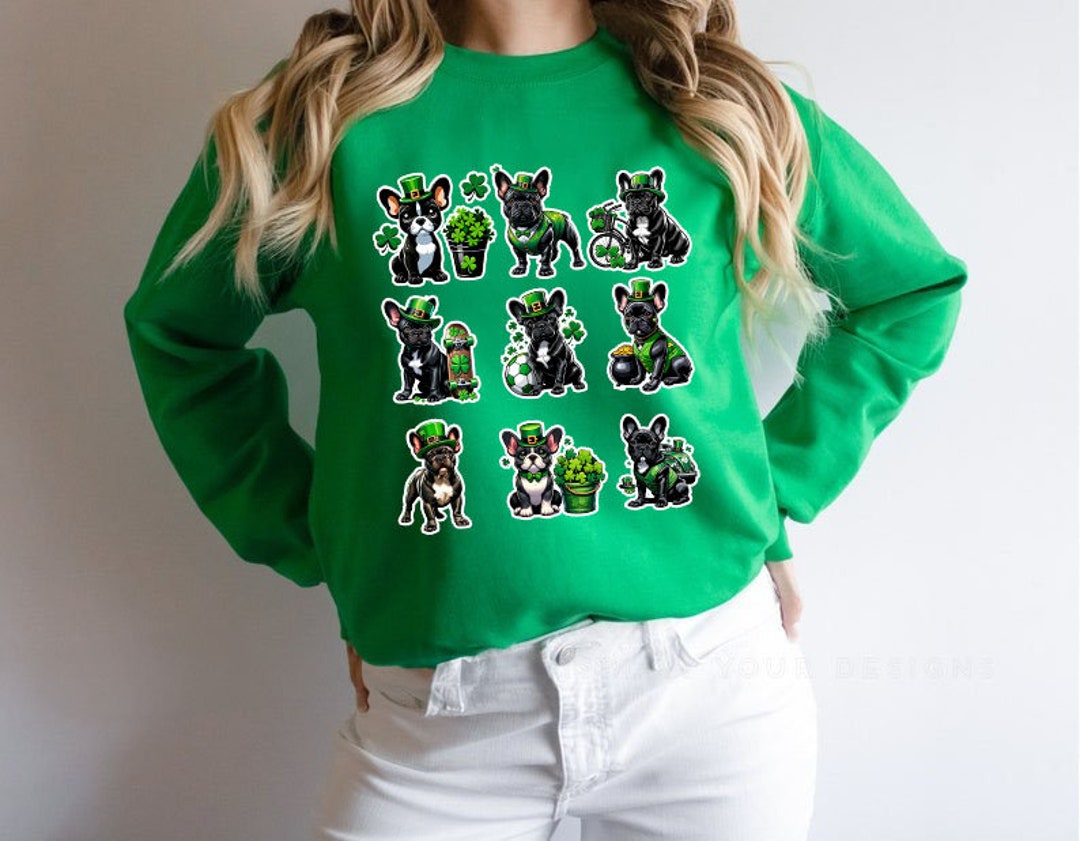 French Bulldogs Custom St. Patrick's Day Sweatshirt, Dogs Custom St