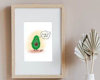 Fat Avocado - printable funny kitchen art, bathroom art, motivational quote, comic, digital art, instant download, print at home