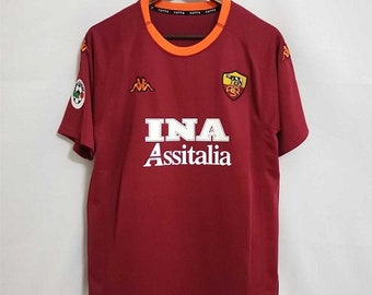 Roma 2001-2002 Home Retro Football Shirt 10 Totti / Patches