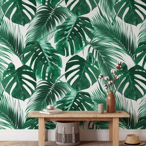 Abnehmbare florale Tapete, tropische Blumen Tapete, Bananenblatt Tapete, Monstera Blatt Tapete, benutzerdefinierte florale abnehmbare Tapete