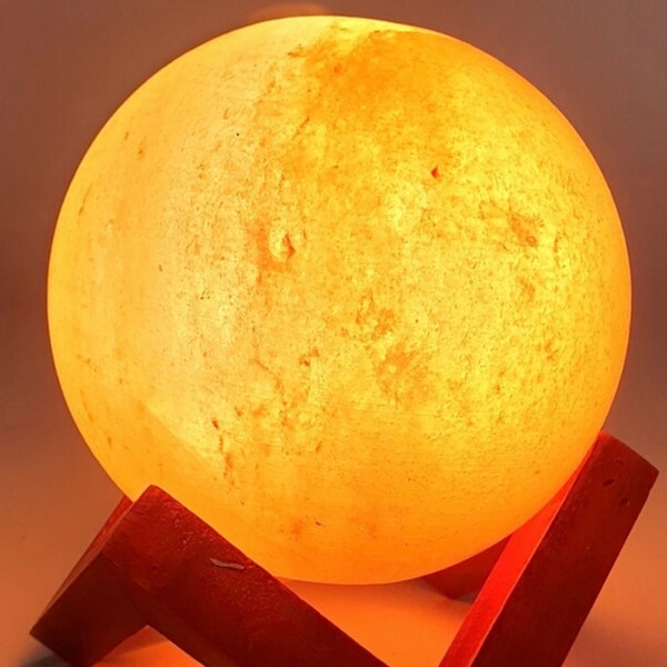 Lampe de sel 3kg - sphère design avec support en bois