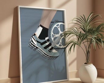 Fietsposter | Illustratie | moderne decoratie voor fietsers | Fietscadeau | Cadeau voor fietsers | Racefiets cadeau