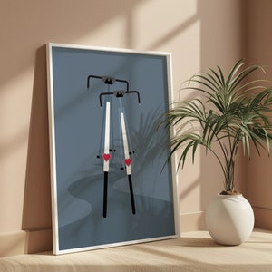 Poster artwork "BIKE LOVE" bicycle, bicycle lover gift, illustration minimalist, racing bike, gift idea, biker, cyclist