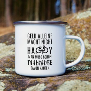 Bicycle enamel mug with saying. Perfect as a gift for bike enthusiasts | Coffee mug