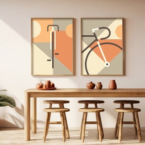 Poster con grafica bicicletta 2 parti, regalo per bicicletta, illustrazione minimalista, bici da corsa, idea regalo, murale per motociclisti