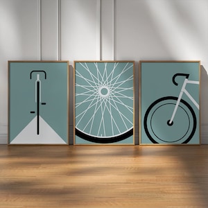 Poster Artwork Fahrrad 3-teilig, Fahrrad Geschenk, Illustration minimalistisch, Rennrad, Geschenkidee, Biker Wandbild Bild 2