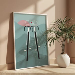 Poster artwork "ROADING BIKE PAAR SUNSET" fiets, fietsliefhebber cadeau, illustratie minimalistisch, racefiets, cadeau idee, fietser