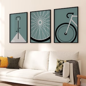 Poster Artwork Fahrrad 3-teilig, Fahrrad Geschenk, Illustration minimalistisch, Rennrad, Geschenkidee, Biker Wandbild Bild 4