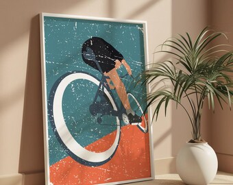 Poster kunstwerk fiets, fietsliefhebber cadeau, cadeau idee wielrenner, racefiets kunst, cadeau idee, fietser, aandacht, fietsen