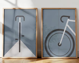 Wall Artwork Bicycle 2-piece | Bicycle lover gift, minimalist racing bike illustration, bicycle gift | Bicycle | Velo